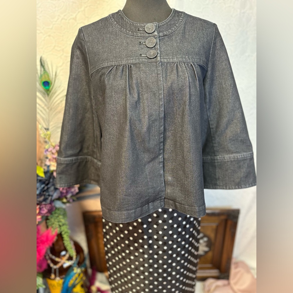 Apostrophe Stylish Dark Denim Button-Up Jacket (S)